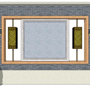 中式照壁SU模型下载，照壁skb模型分享