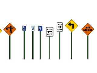 现代道路交通安全标志牌su模型下载、道路交通安全标志牌草图大师模型下载