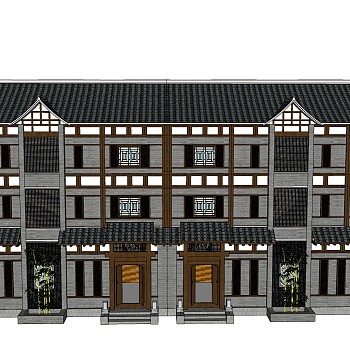 新中式建筑会所模型，sketchup模型免费下载