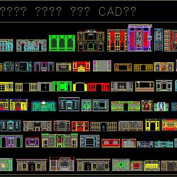 电视背景卧室背景护墙板CAD图库，电视背景墙CAD施工图纸下载