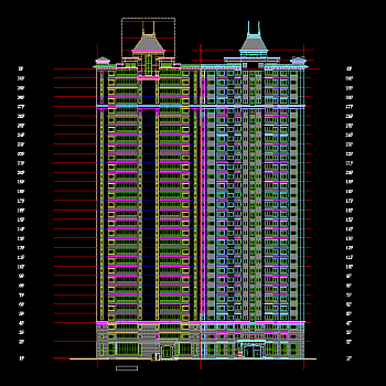 三十层商业办公建筑设计施工图，商业办公建筑CAD施工图纸下载