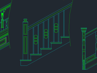 楼梯扶手立面CAD图库,楼梯扶手CAD施工图下载