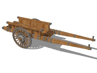 现代乡村木车sketchup模型，木车草图大师模型下载