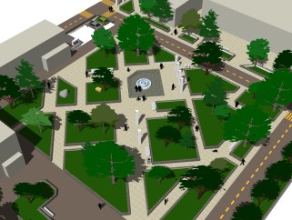 现代广场景观草图大师模型，广场sketchup模型免费下载