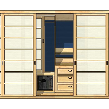 日式储物柜SU模型下载，储物柜草图大师模型sketchup模型