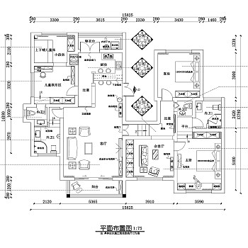 地中海邂蓝四室两厅效果图，户型图，CAD图纸下载