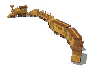 现代小火车玩具草图大师模型，玩具su模型下载