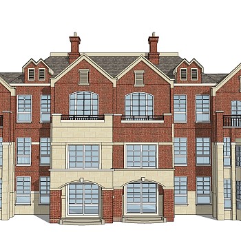 欧式别墅外观草图大师模型，SU模型免费下载