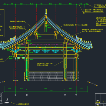 大殿古建筑设计CAD图纸，大殿CAD施工图纸下载