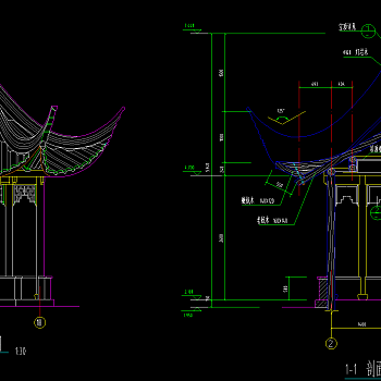 苏式亭阁CAD施工图，亭子CAD建筑图纸下载