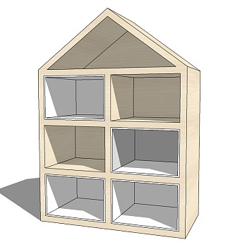 现代儿童书柜草图大师模型，儿童书柜sketchup模型下载