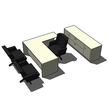  现代卡座办公桌草图大师模型，办公桌sketchup模型下载