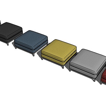 现代脚踏沙发凳sketchup模型，脚踏草图大师模型下载