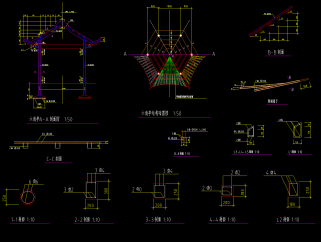 古建双亭建筑图，亭子CAD建筑图纸下载