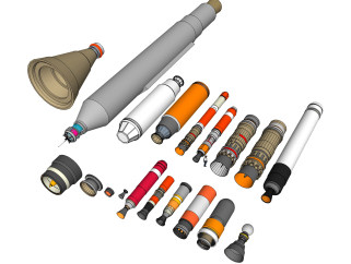 现代航天设备火箭构件草图大师模型，火箭su模型下载