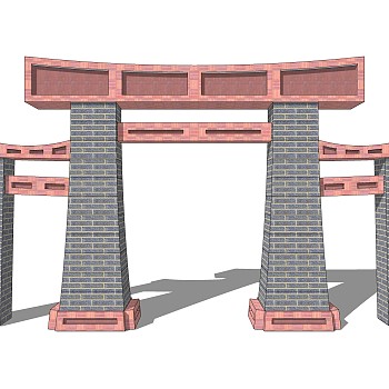 大门式牌楼草图大师模型下载，入口大门sketchup模型分享