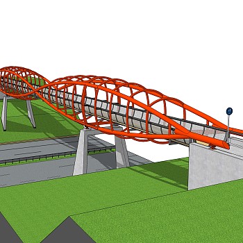 现代桥梁草图大师模型下载，sketchup桥梁su模型分享