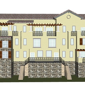 欧式别墅外观草图大师模型，别墅外观sketchup模型免费下载