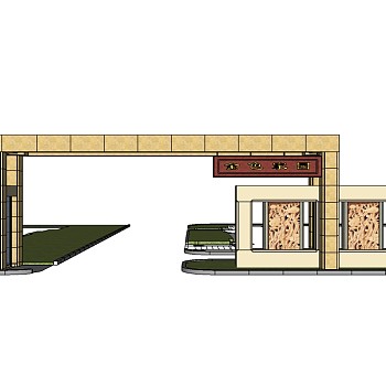 现代大门入口su模型下载、入口大门草图大师模型下载