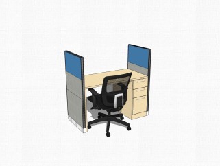 现代屏风办公桌su模型，办公桌sketchup模型下载