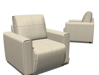 现代皮革单人沙发su模型，单人沙发sketchup模型下载
