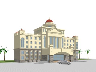 欧式酒店草图大师模型，酒店sketchup模型免费下载