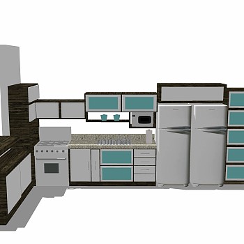 现代厨房柜免费su模型，厨房柜skb文件下载