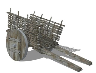 现代木车sketchup模型，木车skp模型下载