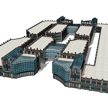 欧式大型商场草图大师模型，商业综合体sketchup模型免费下载