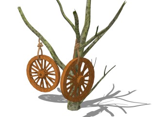 现代备用木车轮skp模型，木车轮skb文件下载
