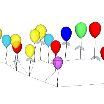 现代气球摆件草图大师模型,家居摆件su模型下载