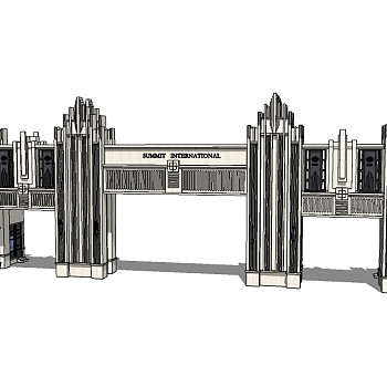 欧式入口大门skb模型分享，入口大门sketchup模型下载