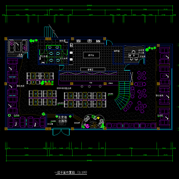浪漫之都咖啡厅装修CAD图纸，CAD平面布置图