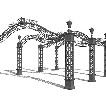 欧式铁艺花架草图大师模型，铁艺花架sketchup模型下载