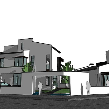 中式别墅草图大师模型，别墅sketchup模型