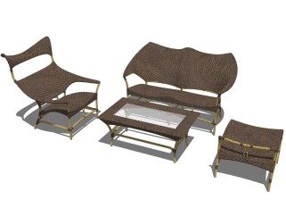 现代户外椅免费su模型，户外椅skp模型下载