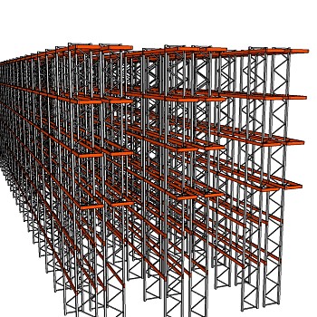 工程建筑脚手架草图大师模型，脚手架SU模型下载