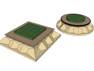 现代树池座椅草图大师模型下载，树池坐凳SU模型免费下载