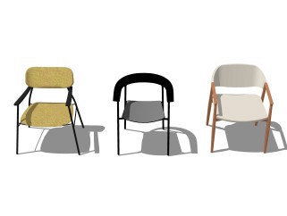 现代单椅组合草图大师模型，单椅sketchup模型下载