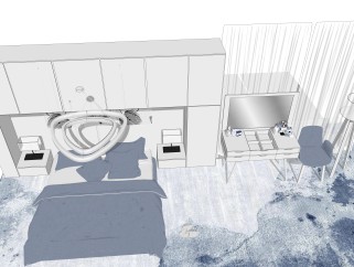北欧简约卧室sketchup模型免费下载.rar
