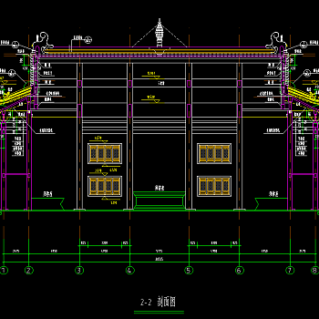 洗心禅寺天王殿cad施工图，寺庙cad建筑图纸下载