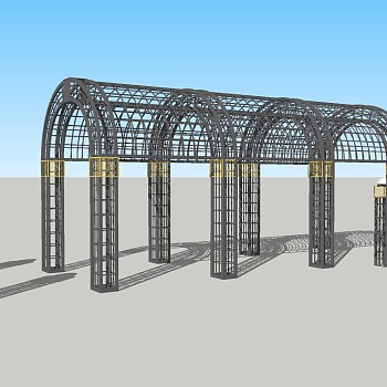 欧式铁艺廊架草图大师模型，铁艺廊架sketchup模型下载