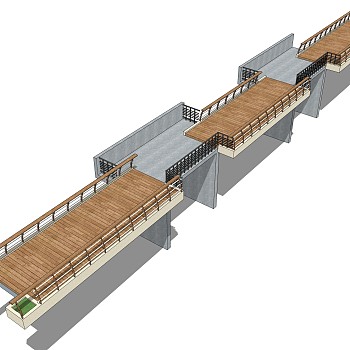 现代桥梁草图大师模型下载，sketchup桥梁su模型分享