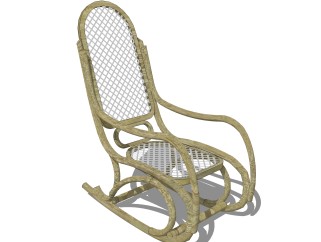 现代实木摇椅su模型，椅子草图大师模型下载