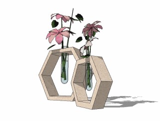  现代花瓶花卉组合草图大师模型，花瓶花卉sketchup模型下载