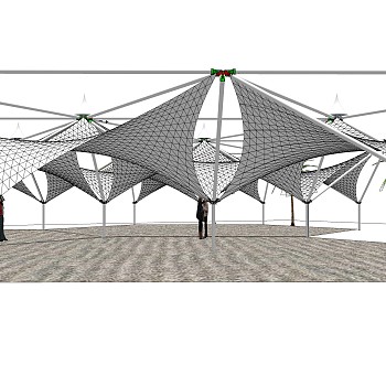 现代张拉膜雨棚sketchup模型，张拉膜雨棚草图大师模型下载