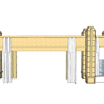 现代简约风入口大门su模型下载，sketchup入口大门skp模型