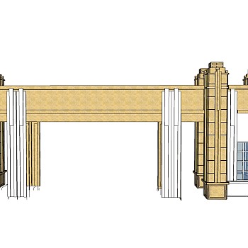 现代简约风入口大门su模型下载，sketchup入口大门skp模型