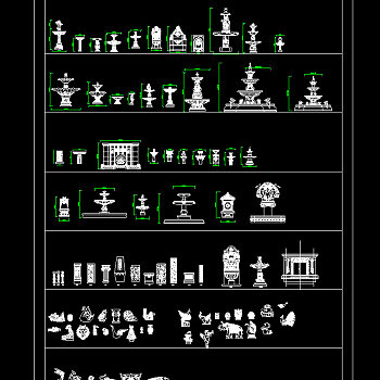 园林喷泉类CAD施工图，喷泉CAD施工图纸下载