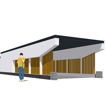 新中式地下停车场入口草图大师模型，地下停车场入口sketchup模型免费下载